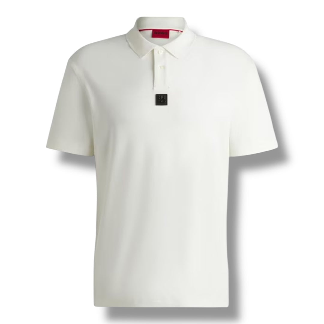HUGO BLACK PATCH POLO SHIRT WHITE