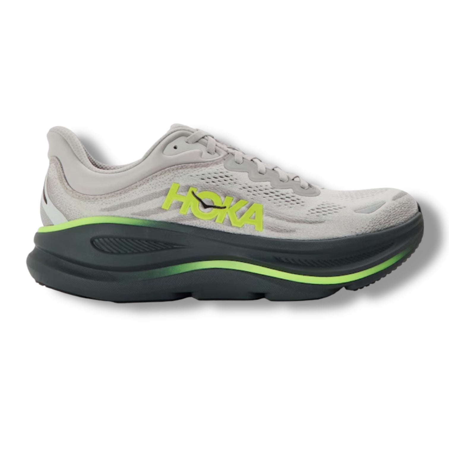 HOKA BONDI RUNNING TRAINERS GREY YELLOW