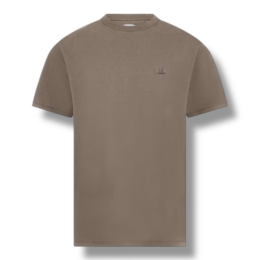 CP COMPANY EMBROIDERED LOGO T-SHIRT WALNUT BROWN