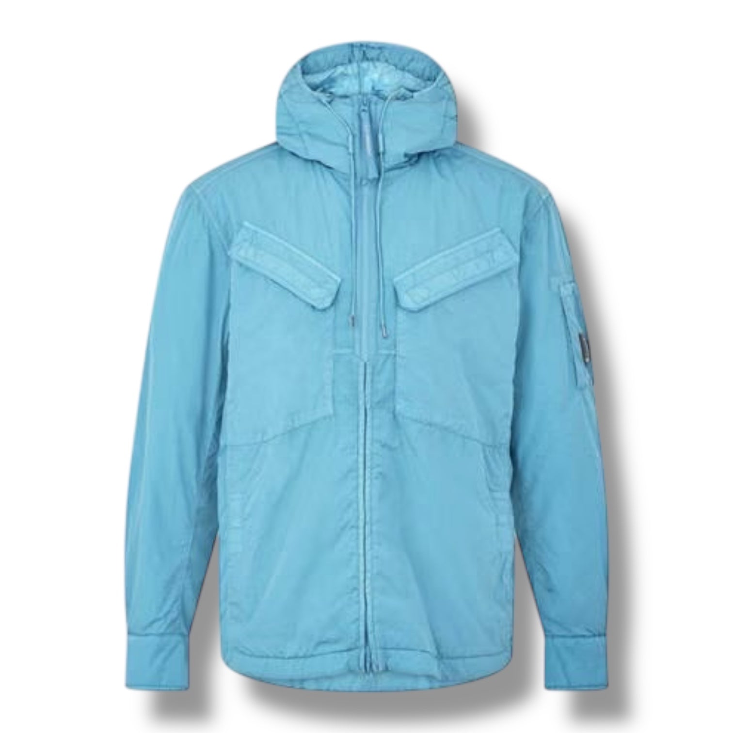 CP COMPANY PADDED HOODED LENS AEGEAN BLUE