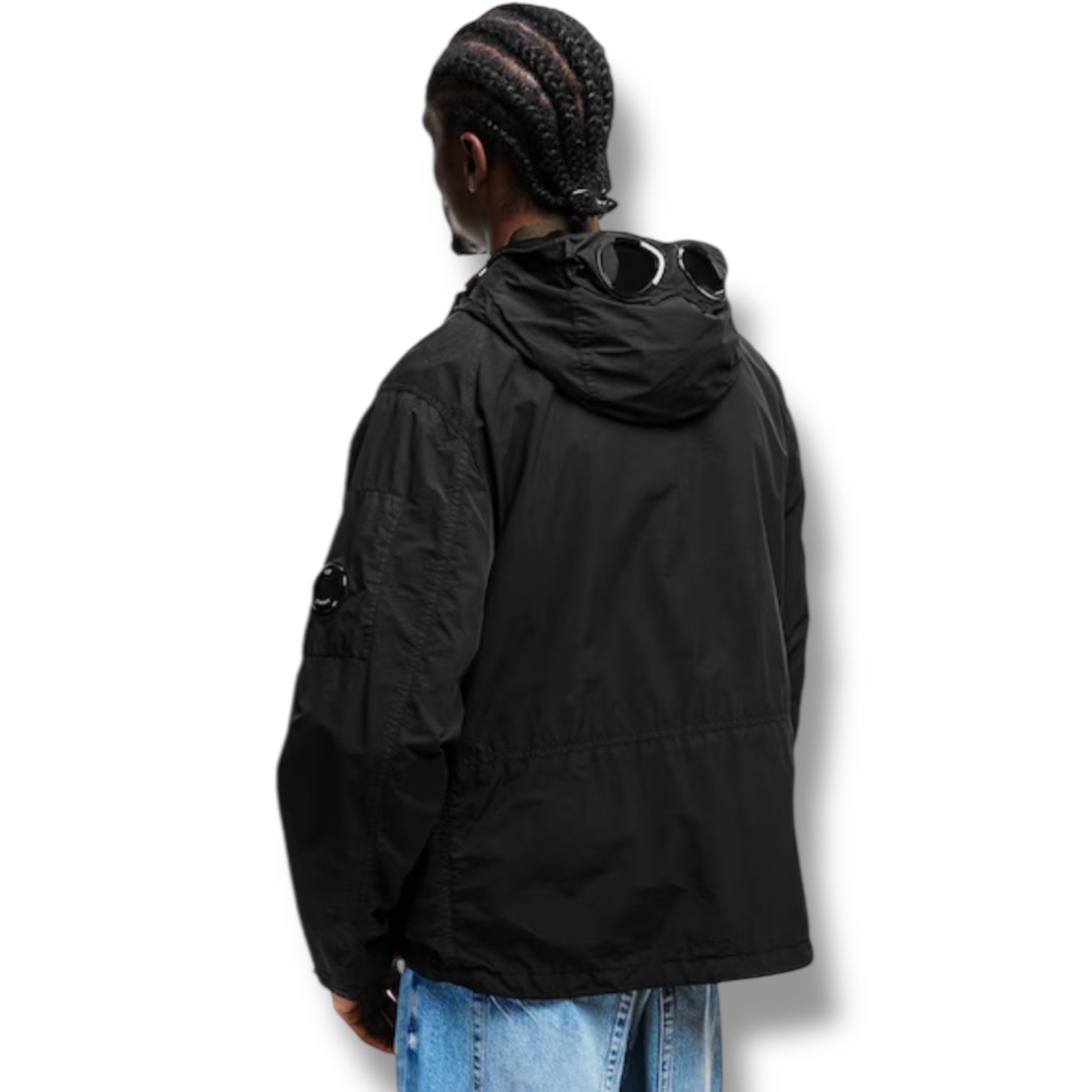 CP COMPANY HOODED GOOGLE JACKET BLACK