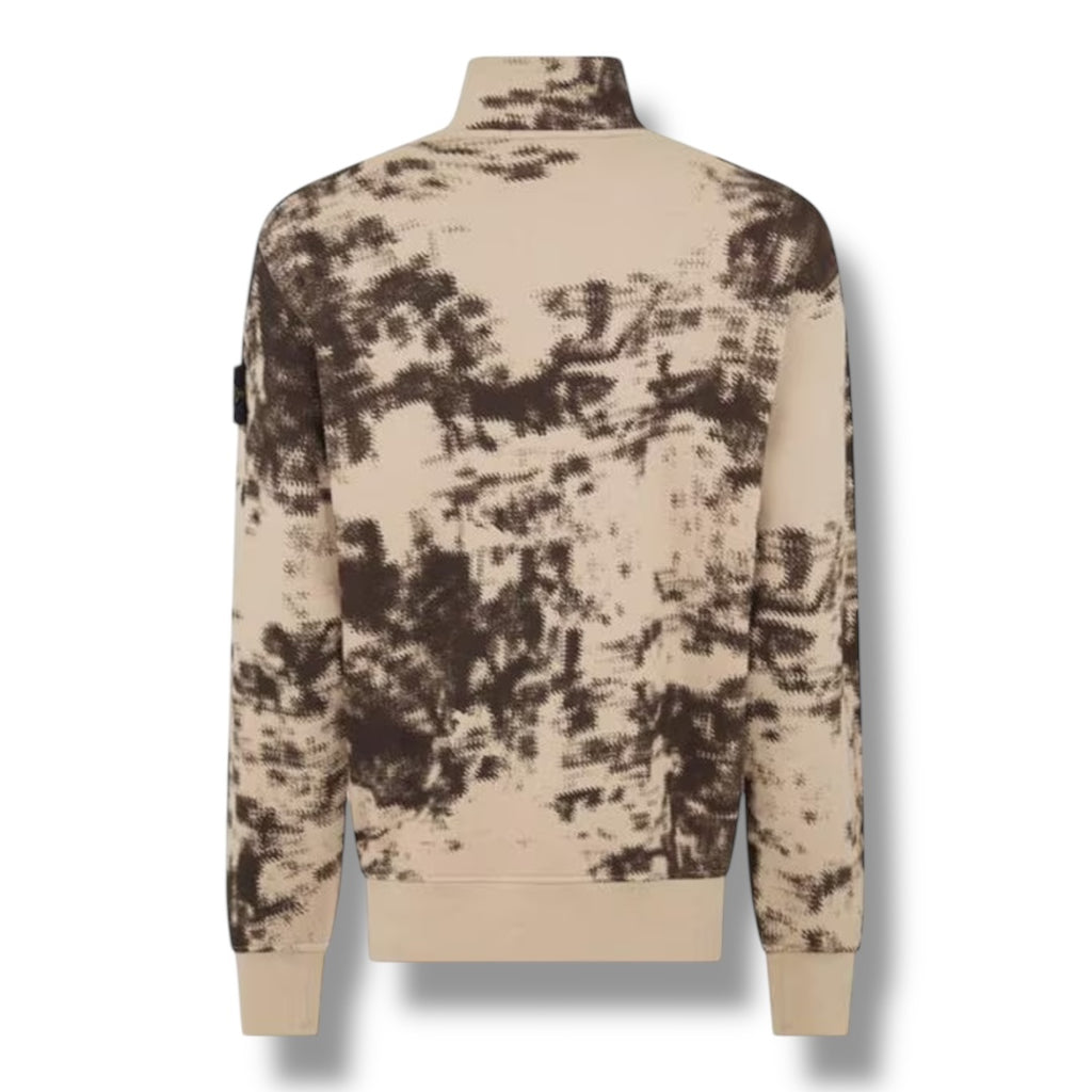 STONE ISLAND 1/4 ZIP SWEATSHIRT CAMO TORTORA BROWN