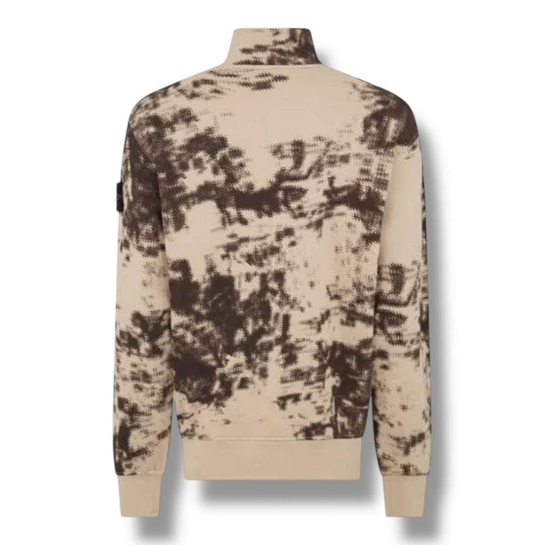 STONE ISLAND 1/4 ZIP SWEATSHIRT CAMO TORTORA BROWN