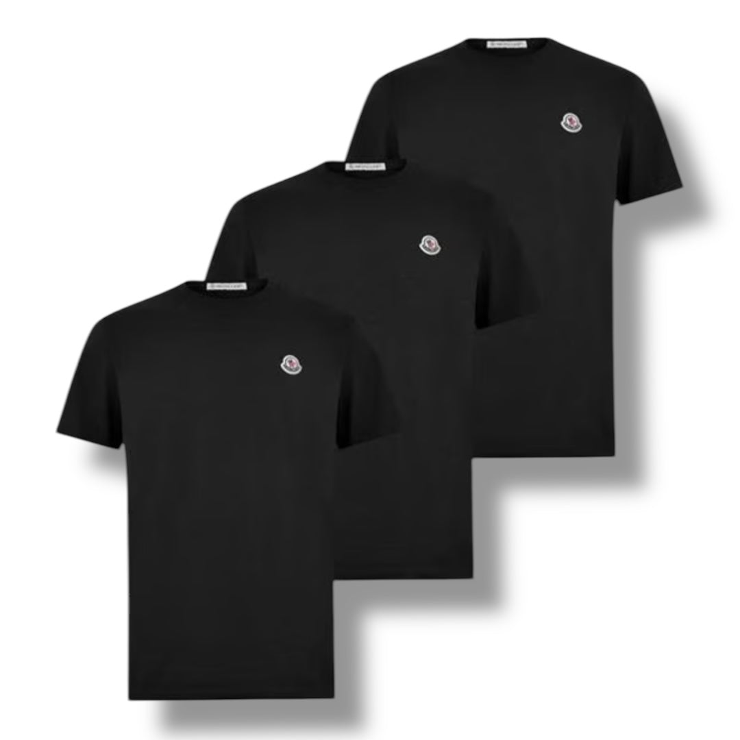 MONCLER 3 PACK LOGO T-SHIRT BLACK