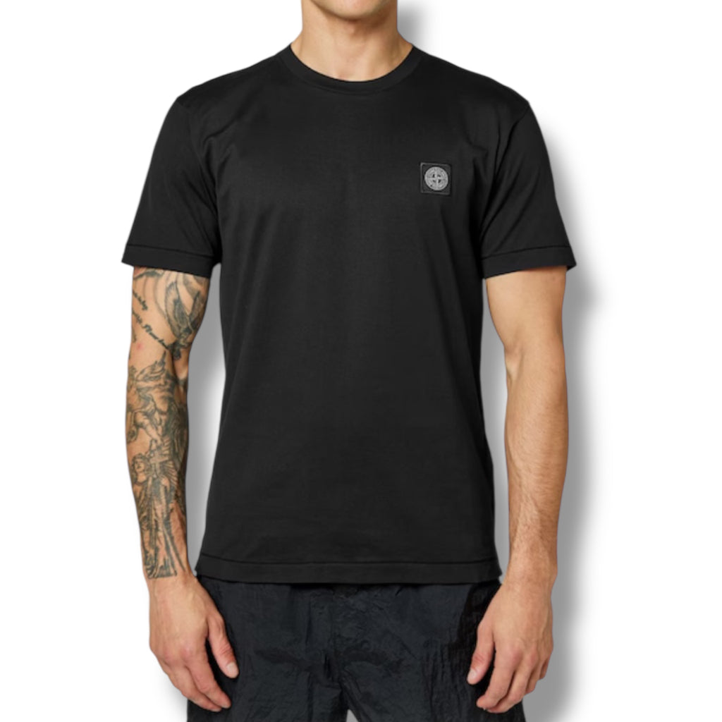 STONE ISLAND PATCH LOGO T-SHIRT & NYLON METAL SWIM SHORTS COMBO BLACK