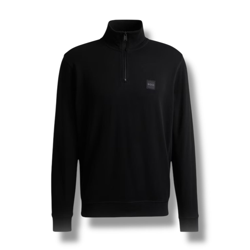 HUGO BOSS PATCH LOGO 1/4 ZIP SWEATSHIRT BLACK