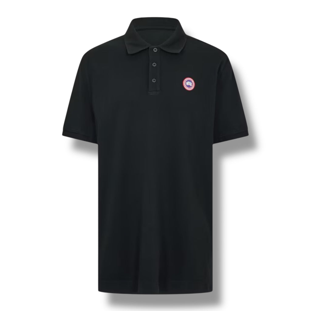 CANADA GOOSE PATCH POLO SHIRT BLACK