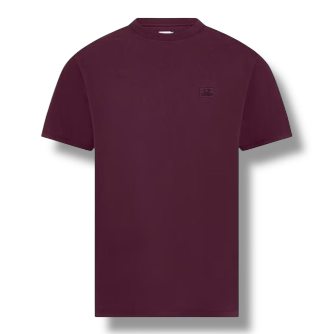 CP COMPANY EMBROIDERED LOGO T-SHIRT CLARET PURPLE