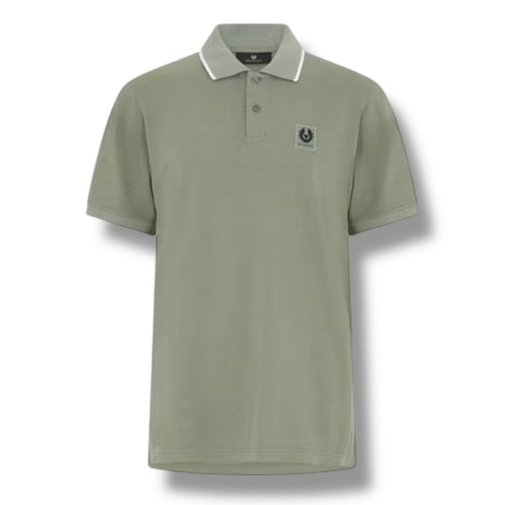 BELSTAFF TIPPED COLLAR POLO SHIRT SAGE GREEN