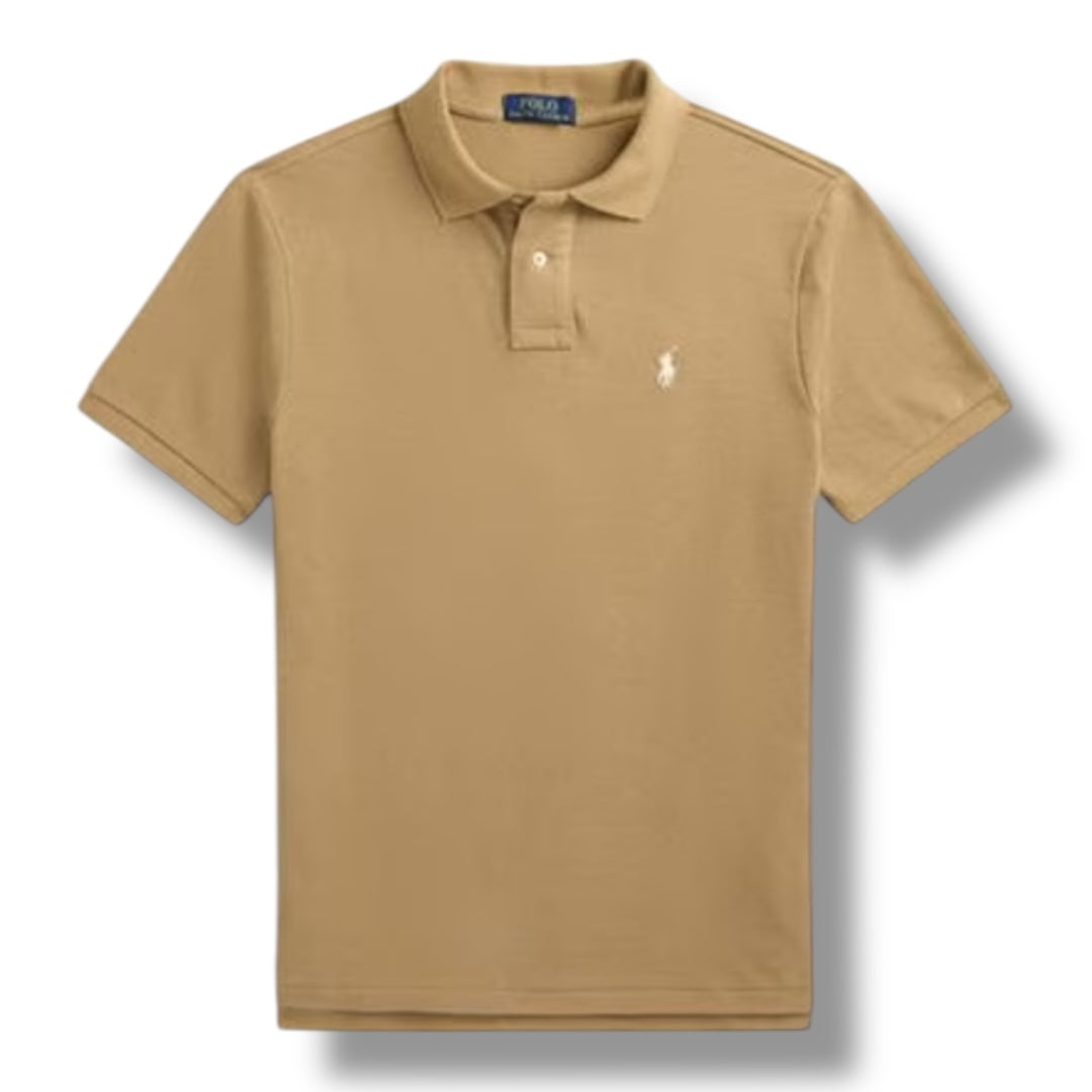 RALPH LAUREN CUSTOM FIT POLO SHIRT TAN BEIGE