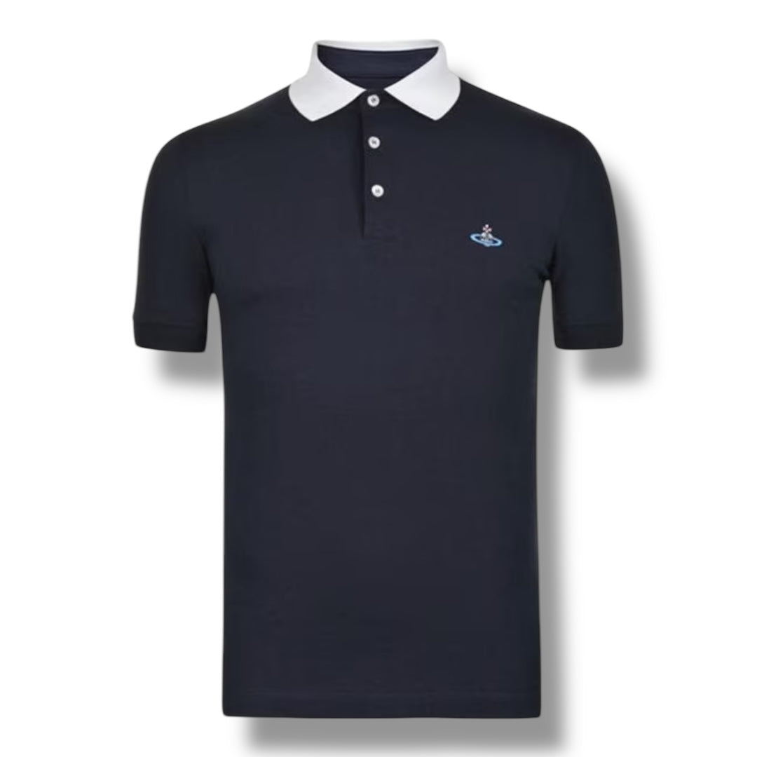VIVIENNE WESTWOOD COLLAR POLO SHIRT NAVY BLUE