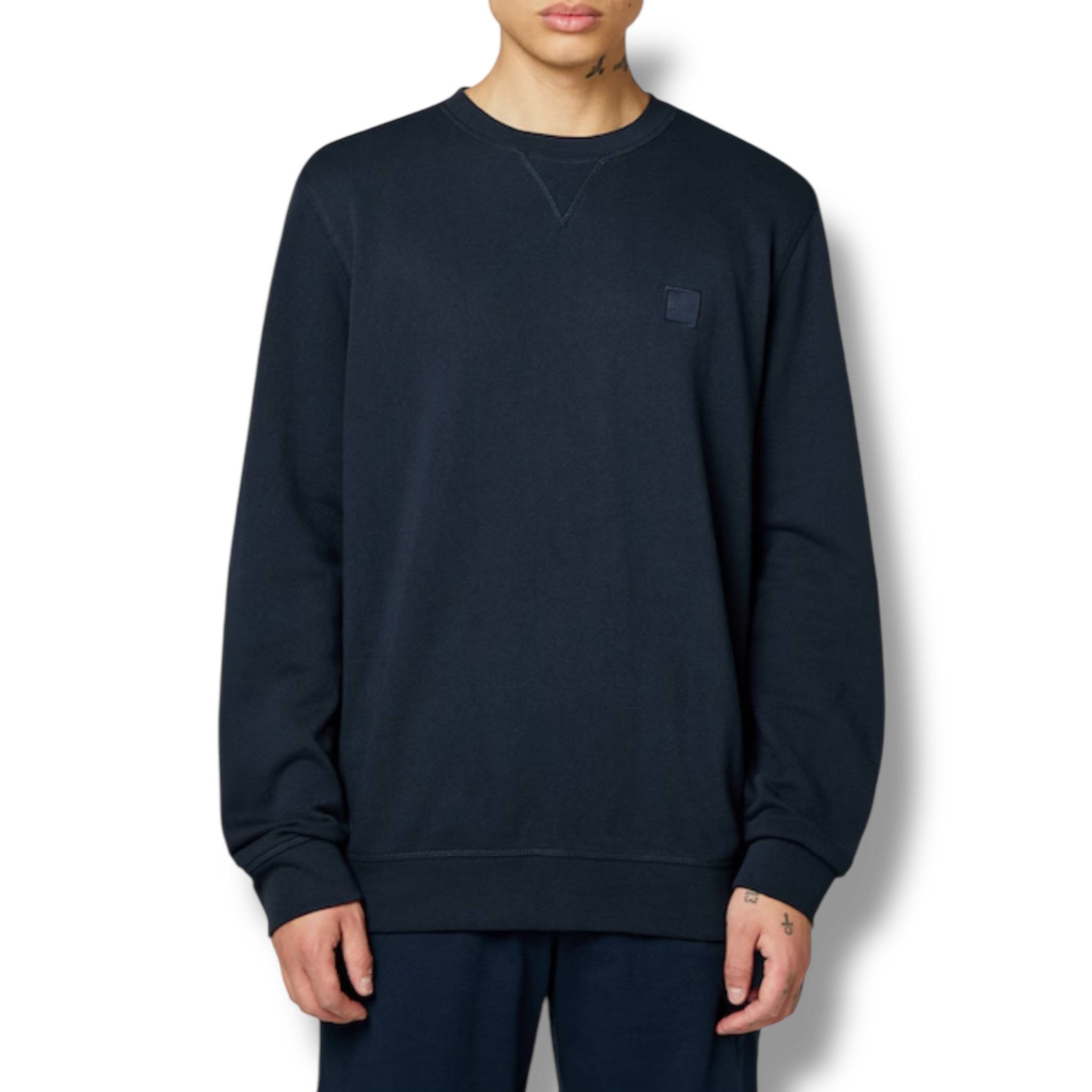 HUGO BOSS PATCH LOGO SWEATSHIRT NAVY BLUE