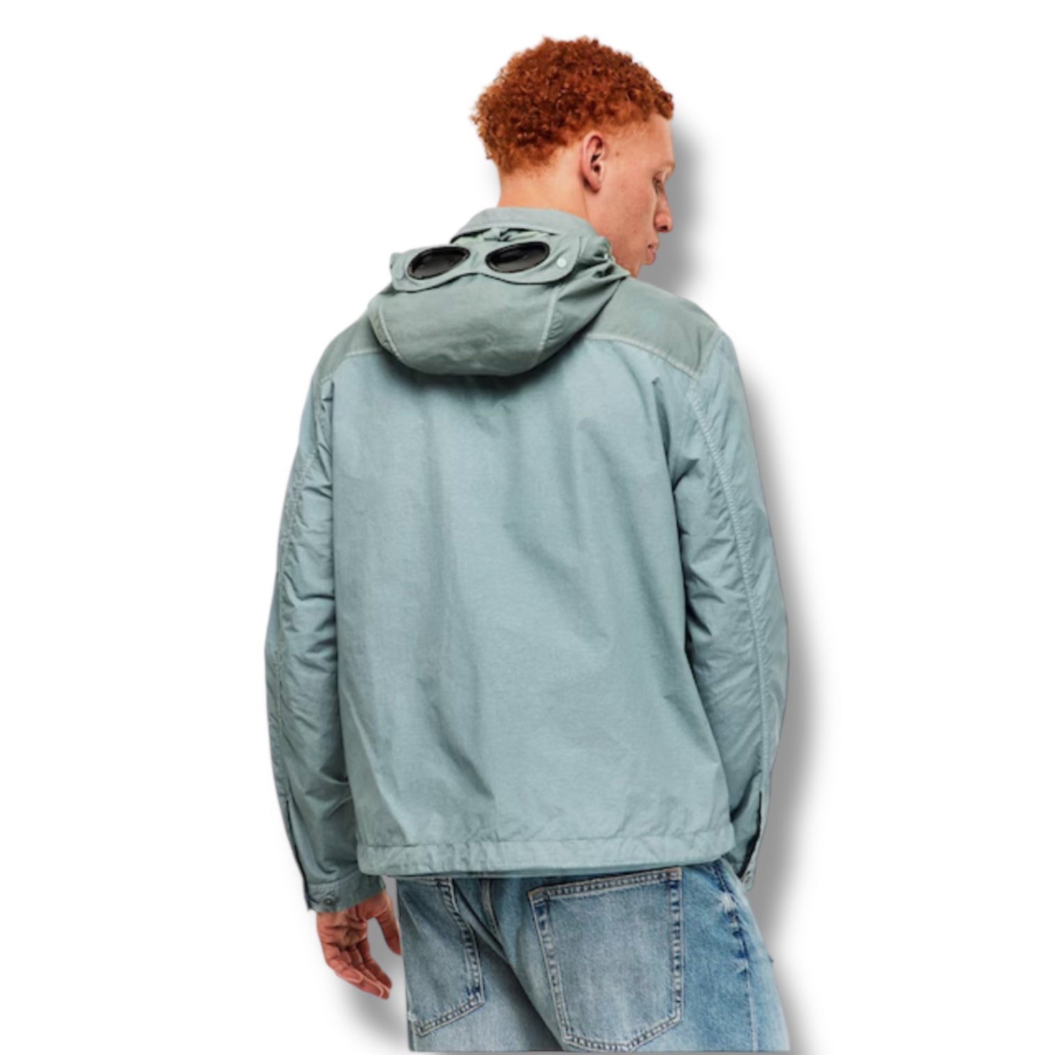 CP COMPANY HOODED GOOGLE OVERSHIRT SILVER BLUE