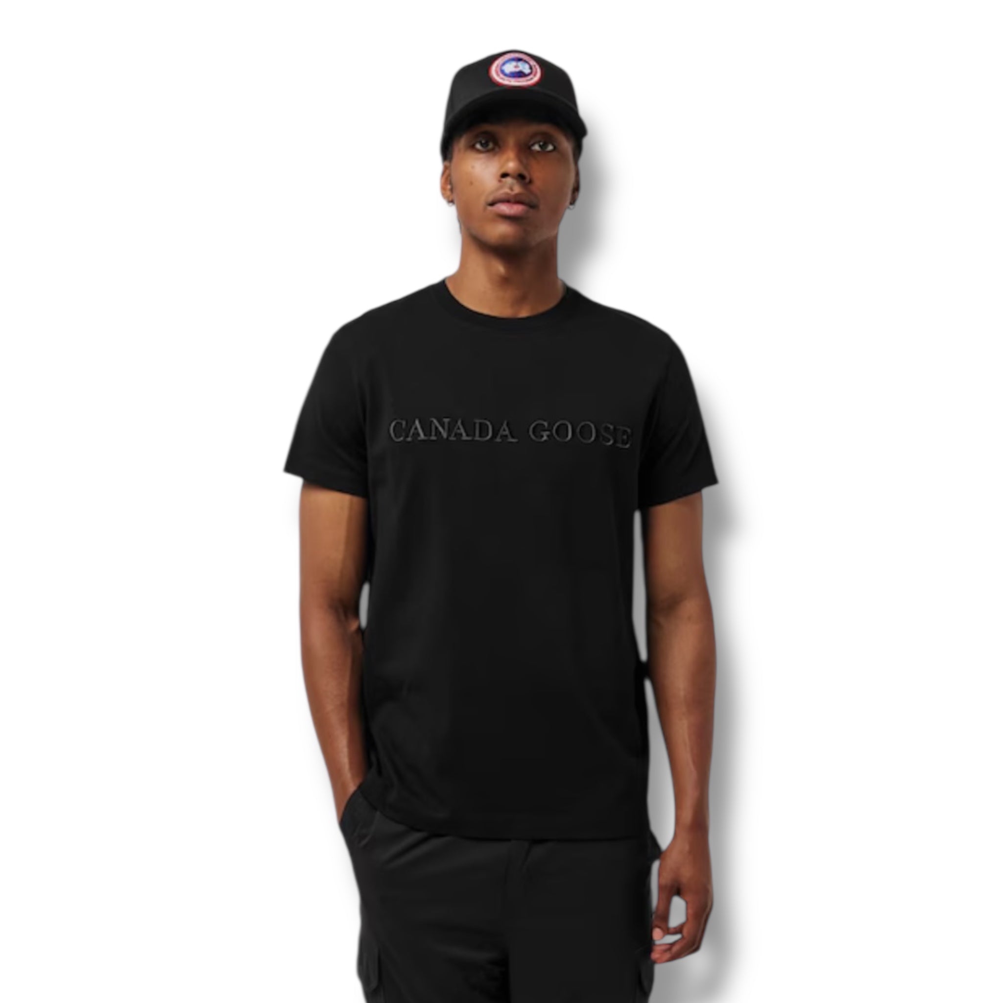 CANADA GOOSE EMBROIDERED LOGO T-SHIRT BLACK