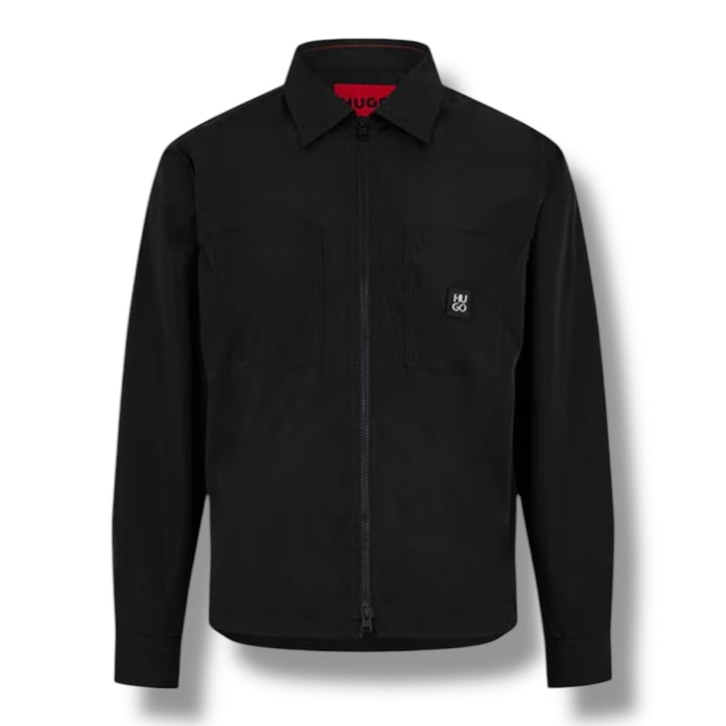 HUGO STACKED LOGO OVERSHIRT BLACK