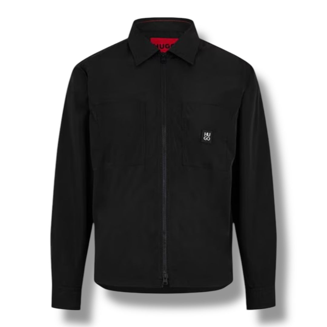HUGO STACKED LOGO OVERSHIRT BLACK