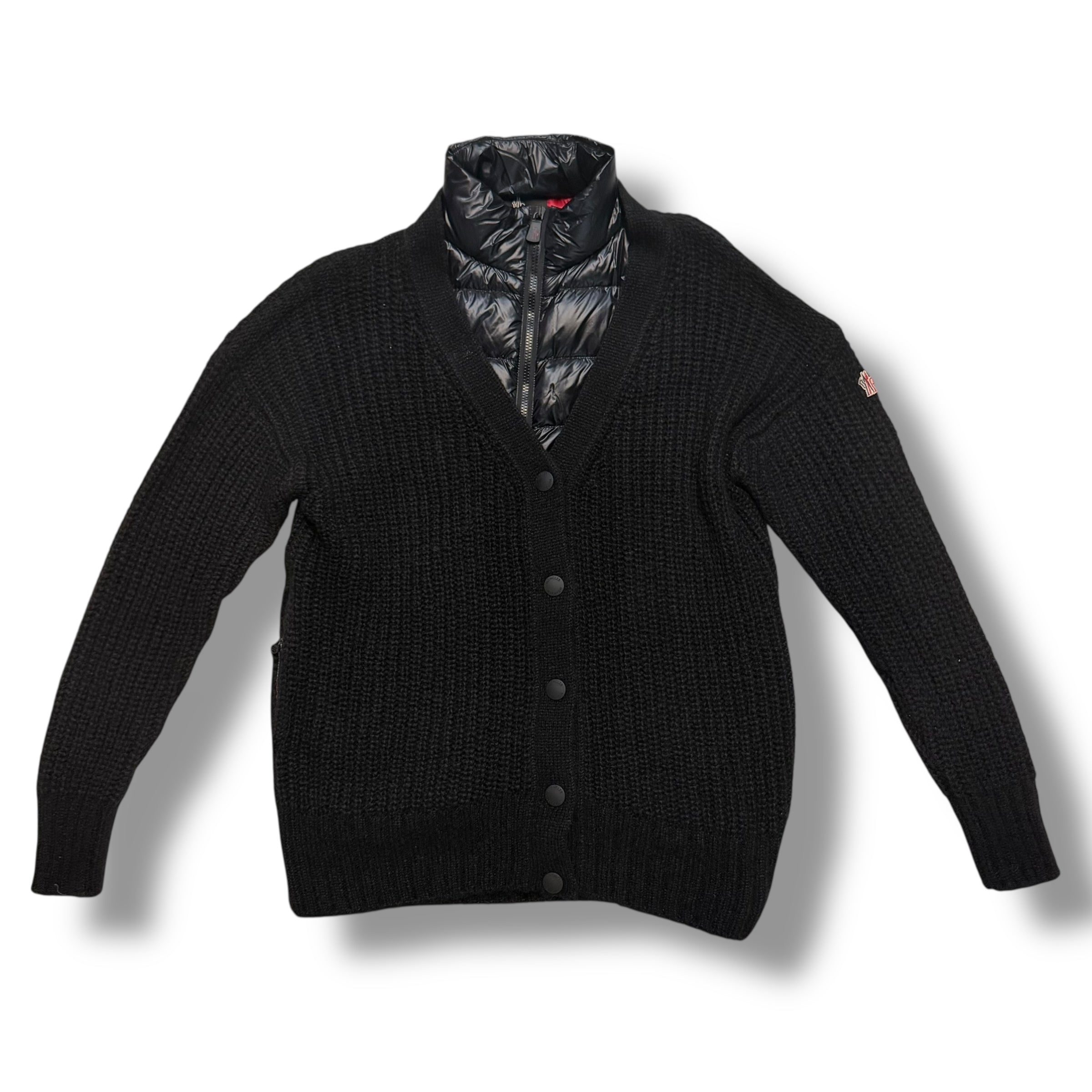 MONCLER GRENOBLE TRICOT CARDIGAN WITH PADDED INNER BLACK