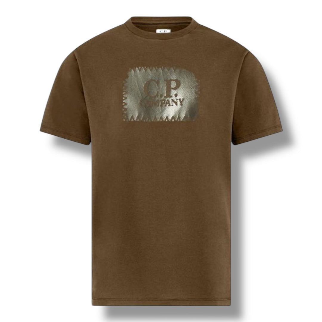 CP COMPANY STAMP LOGO T-SHIRT IVY GREEN