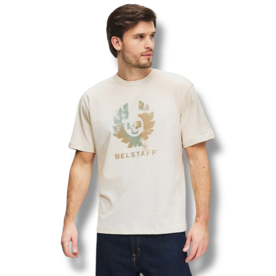 BELSTAFF STAMP CHEST LOGO T-SHIRT BEIGE