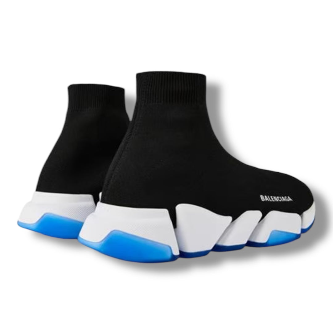 BALENCIAGA SPEED 2.0 SOCK TRAINERS BLACK - WHITE - BLUE