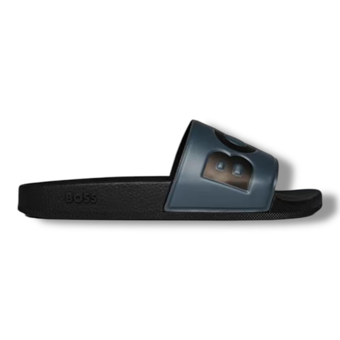 HUGO BOSS LOGO POOL SLIDERS GREY