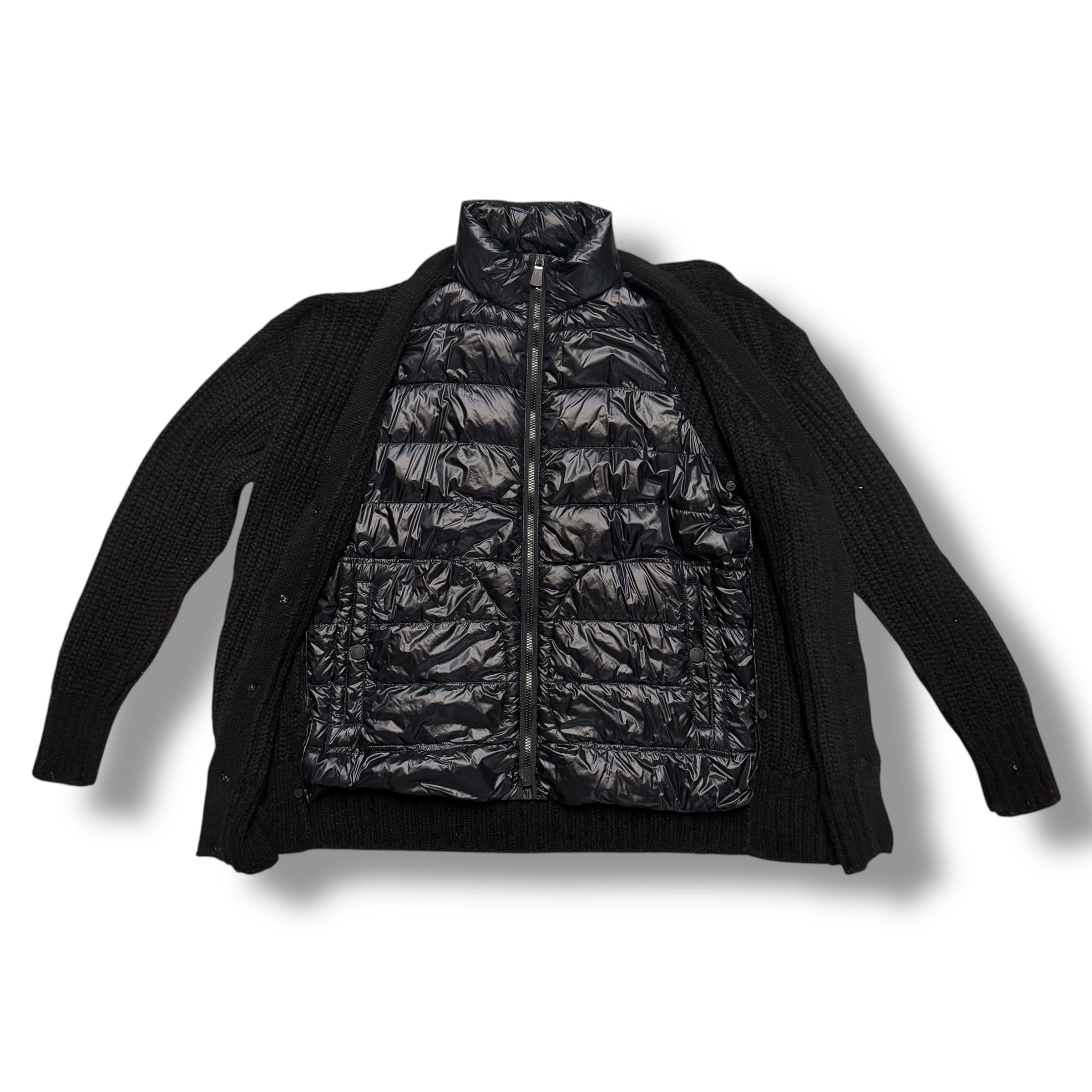 MONCLER GRENOBLE TRICOT CARDIGAN WITH PADDED INNER BLACK