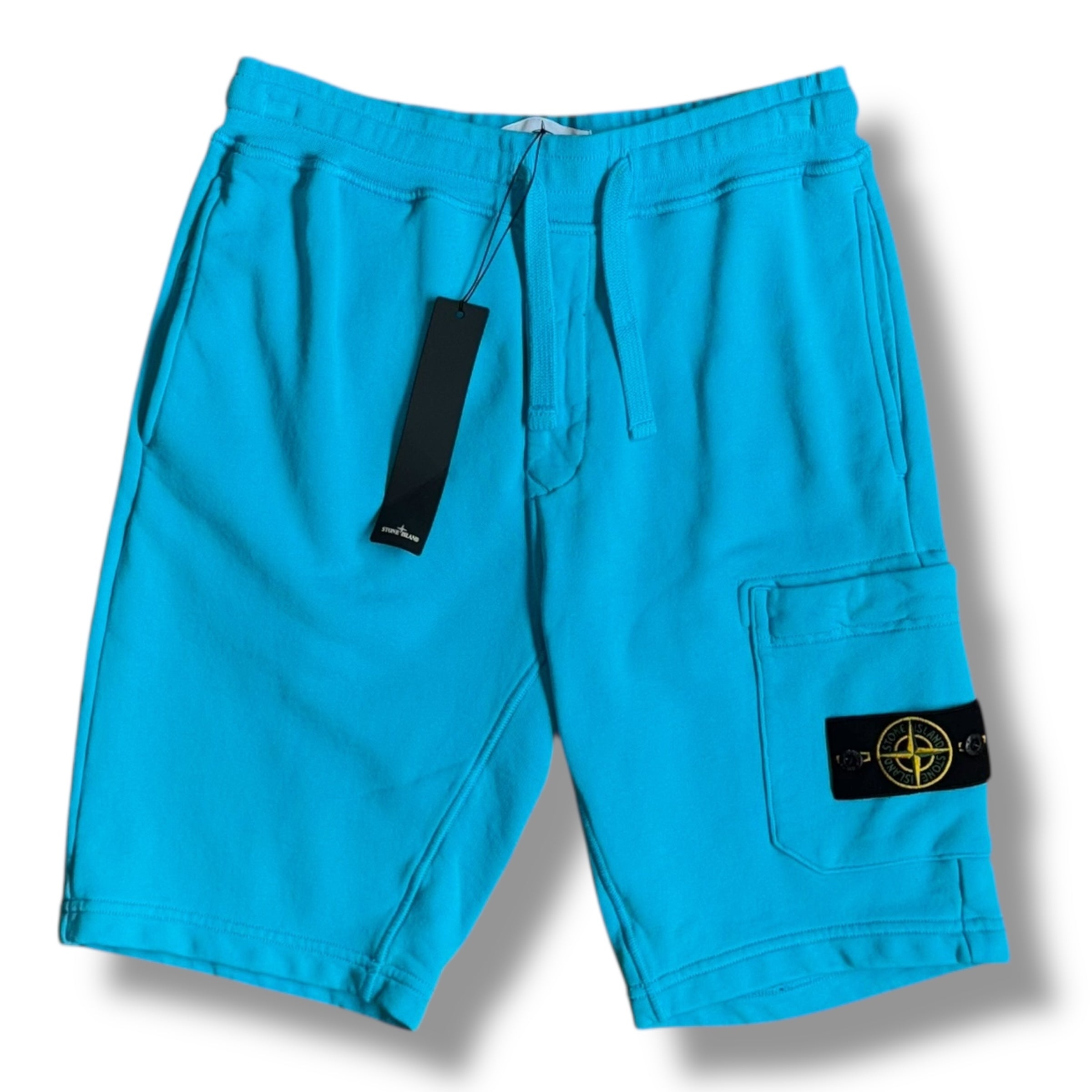 STONE ISLAND CARGO JERSEY SHORTS TURQUOISE BLUE