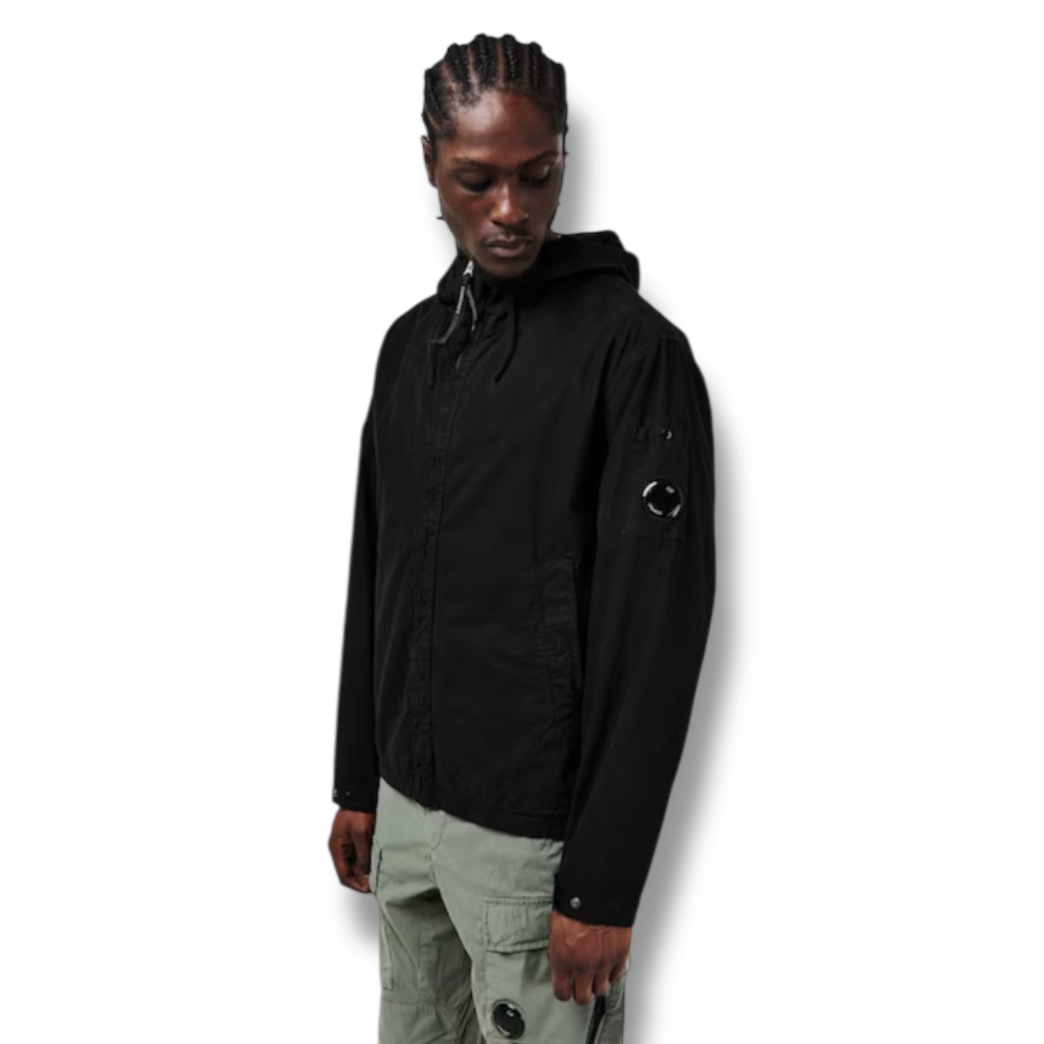CP COMPANY HOODED LENS OVERSHIRT BLACK