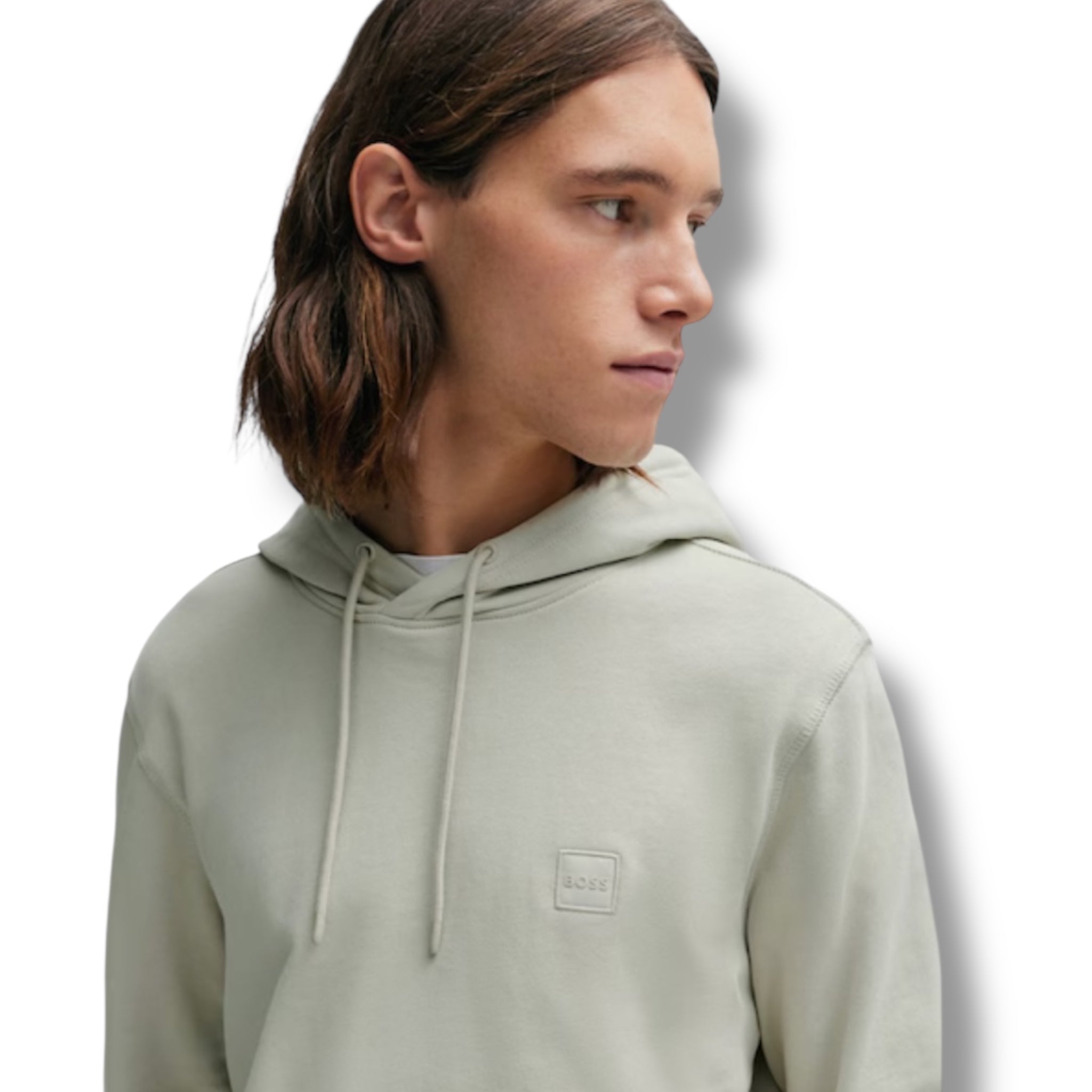 HUGO BOSS PATCH OTTH HOODIE CHARCOAL BEIGE