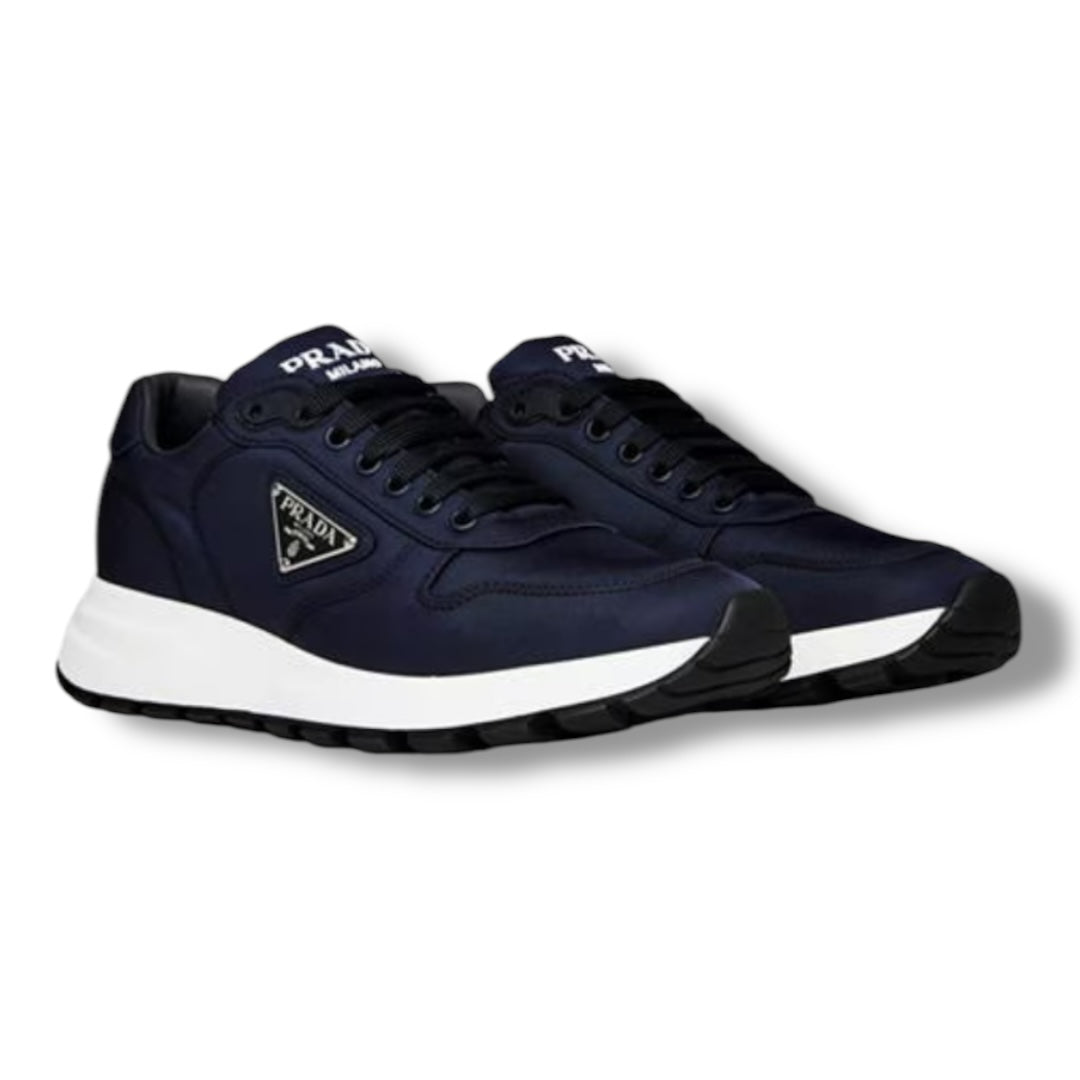 PRADA RE-NYLON TRIANGLE LOGO TRAINERS NAVY BLUE