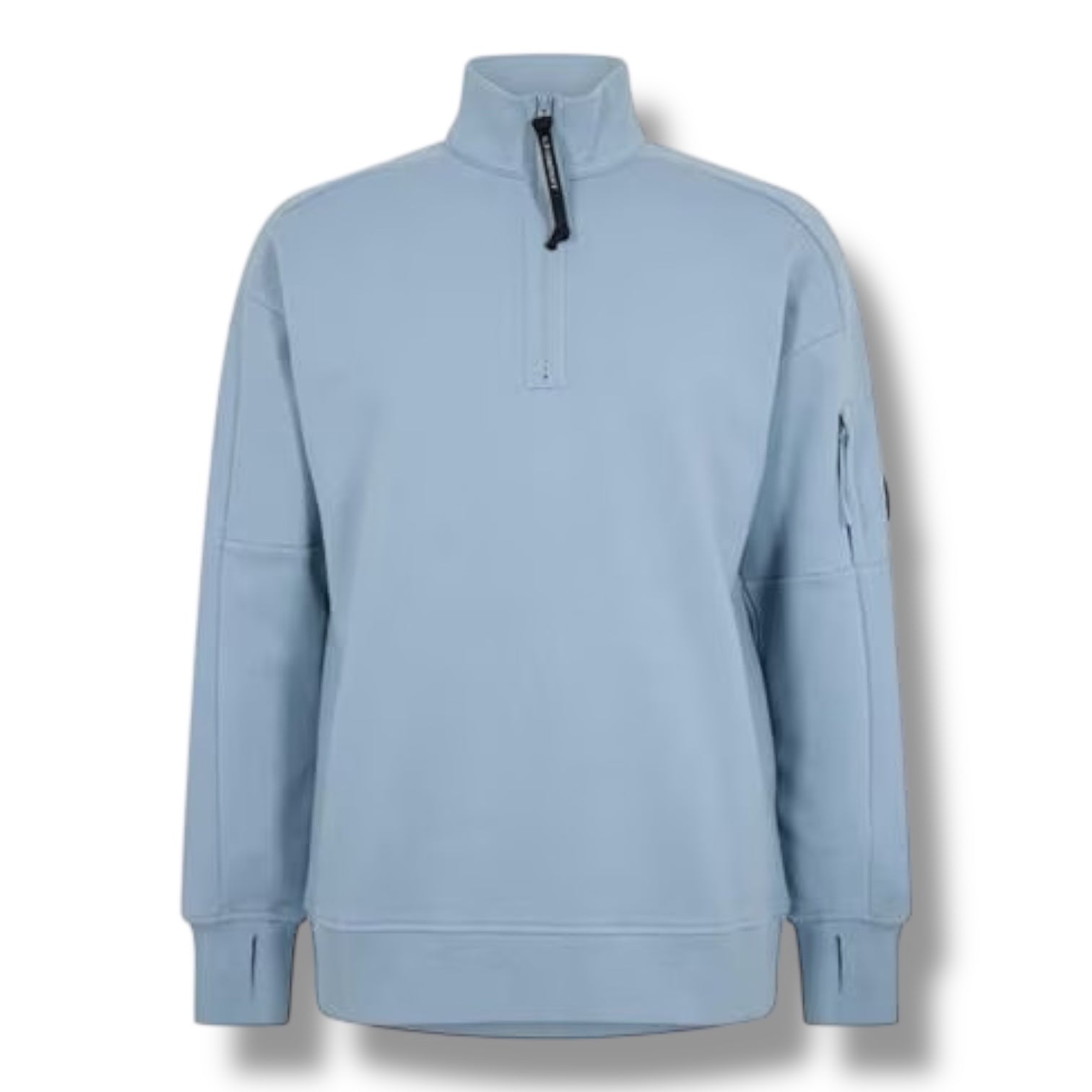CP COMPANY LENS ARM 1/4 ZIP SWEATSHIRT SILVER BLUE