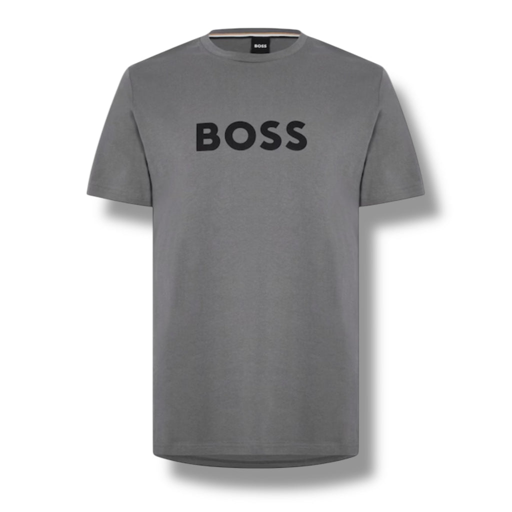 HUGO BOSS BIG LOGO T-SHIRT & SWIM SHORTS COMBO GUNMETAL GREY