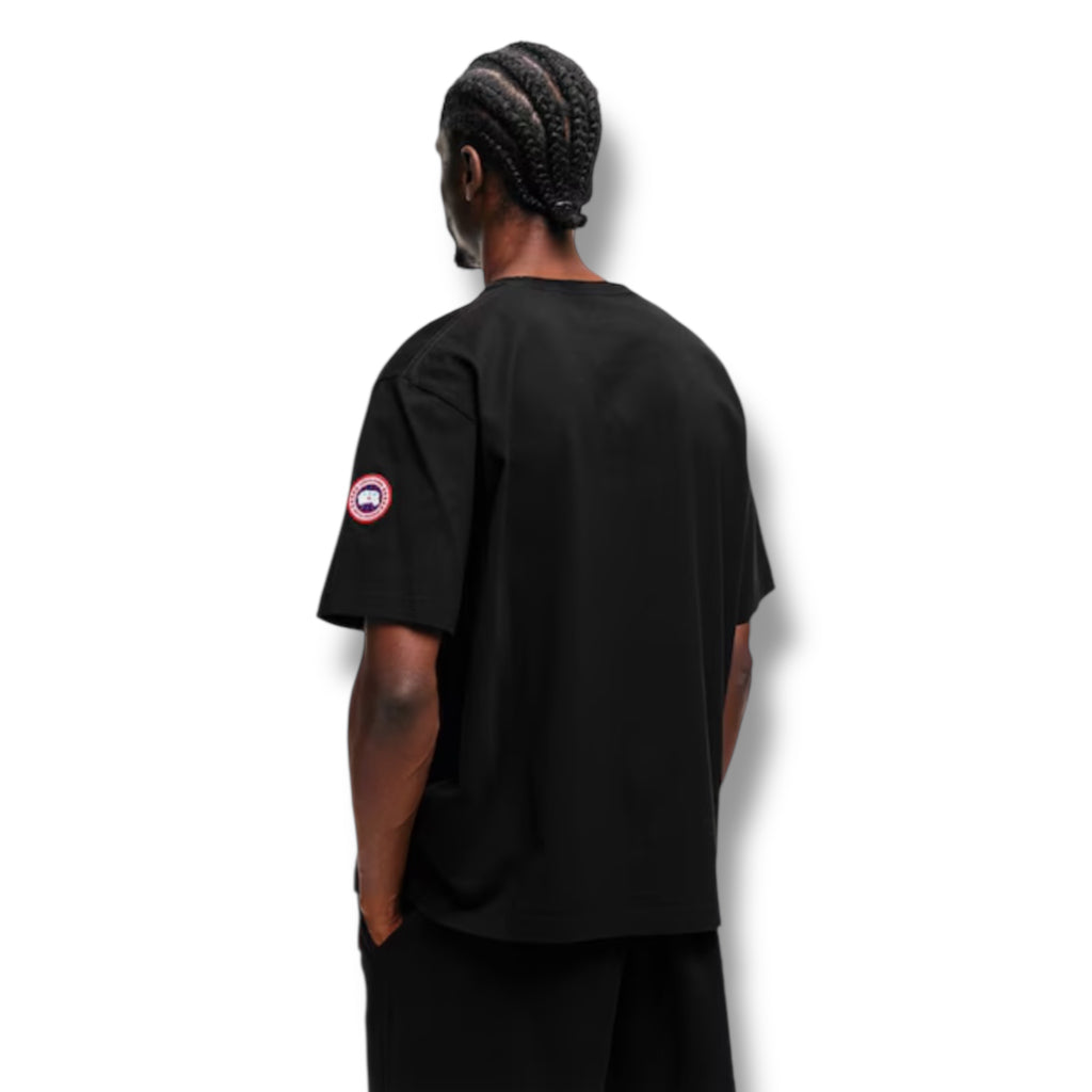 CANADA GOOSE EMBROIDERED ARM BADGE LOGO T-SHIRT BLACK