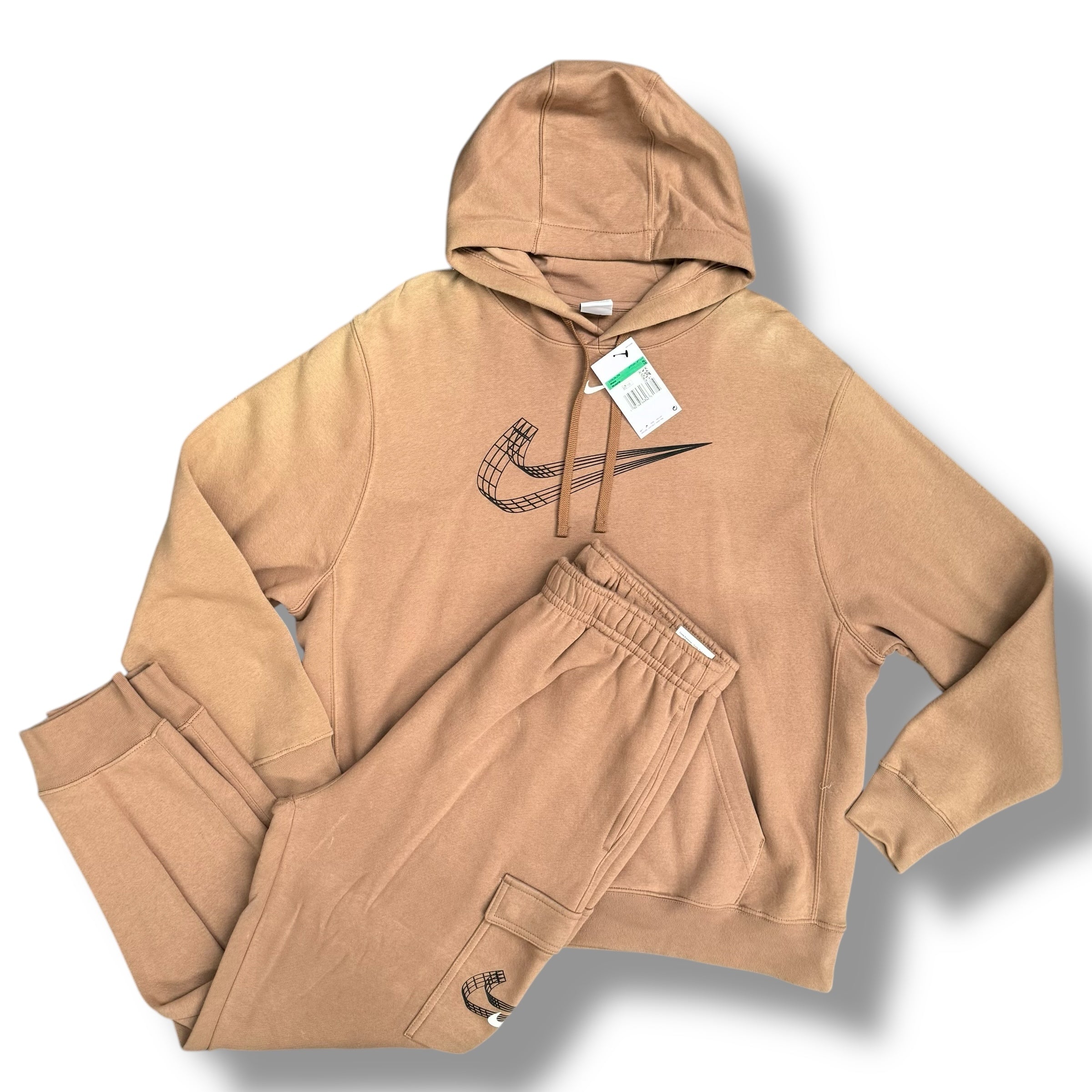 NIKE 3D LOGO HOODED FULL TRACKSUIT BROWN (FADED)