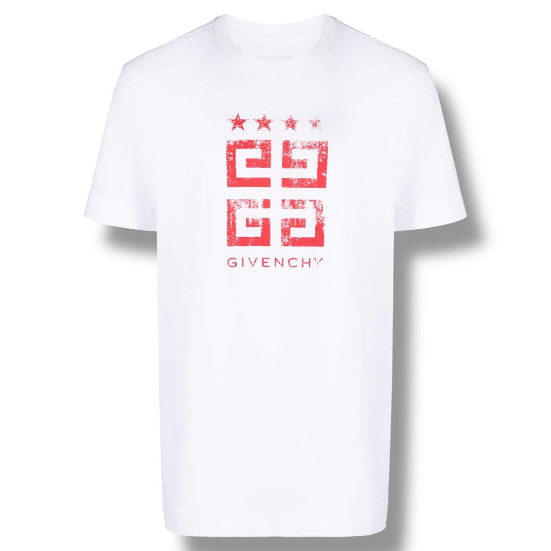 GIVENCHY PARIS 4 G RED T-SHIRT WHITE