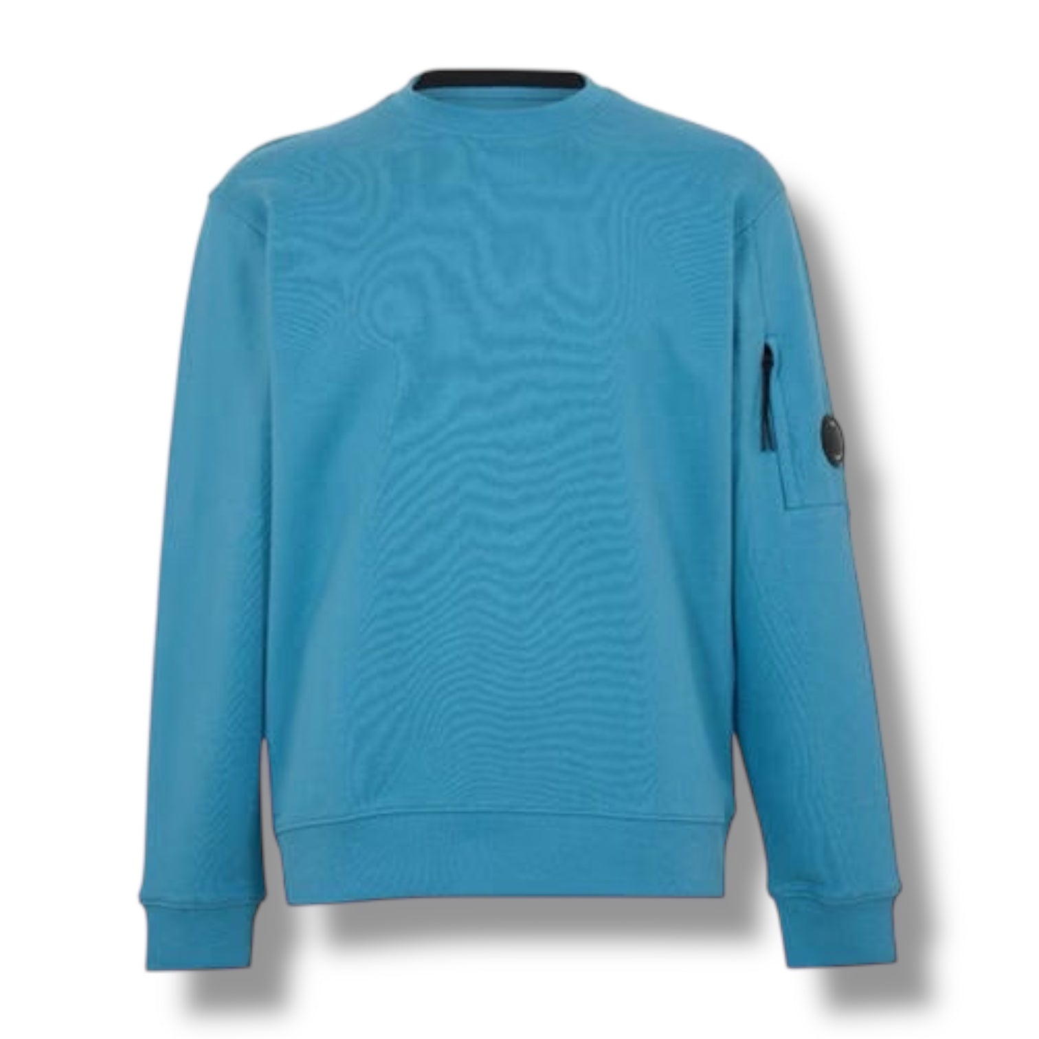 CP COMPANY LENS ARM CREWNECK SWEATSHIRT AEGEAN BLUE