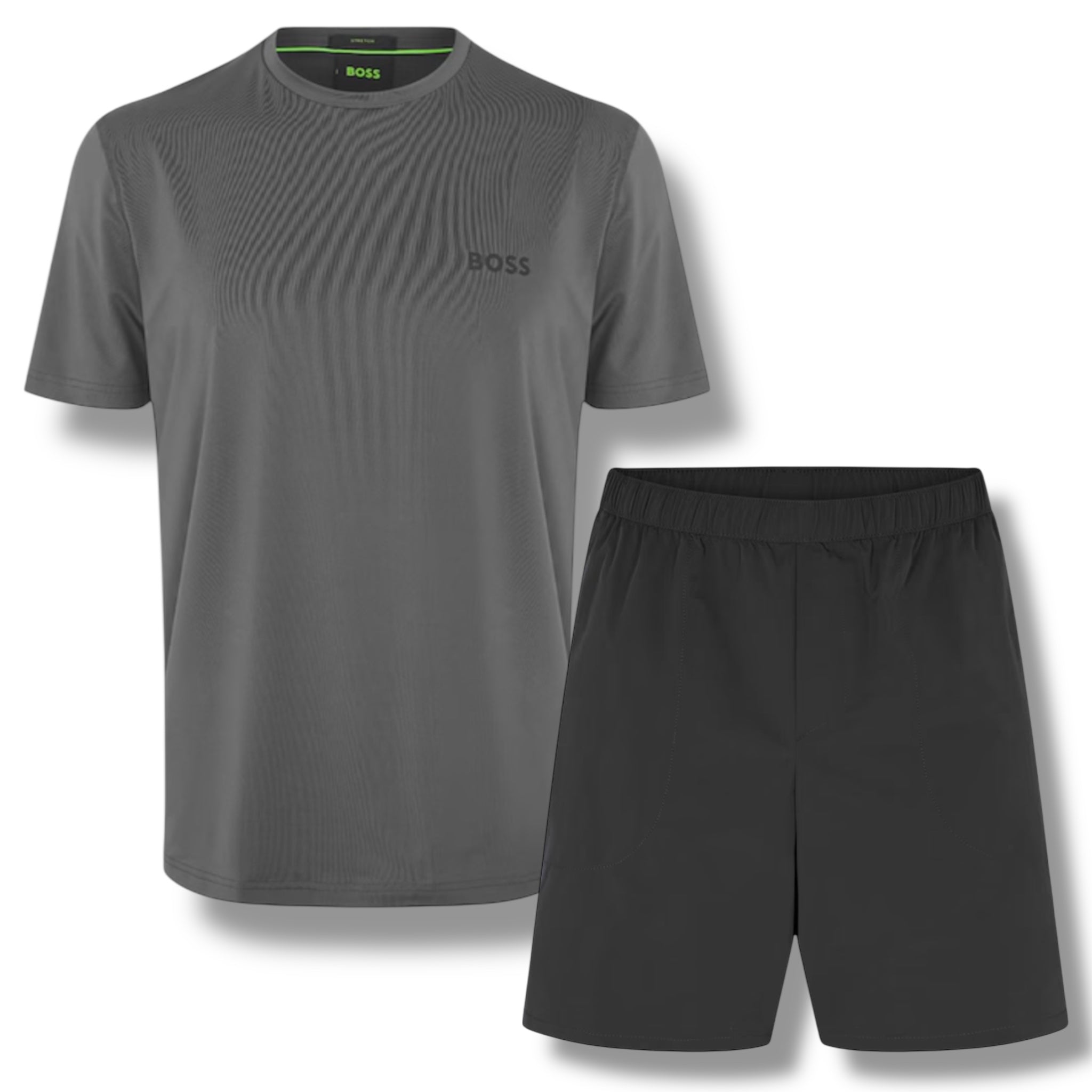 HUGO BOSS GYM KIT TECH T-SHIRT & SHORTS GREY