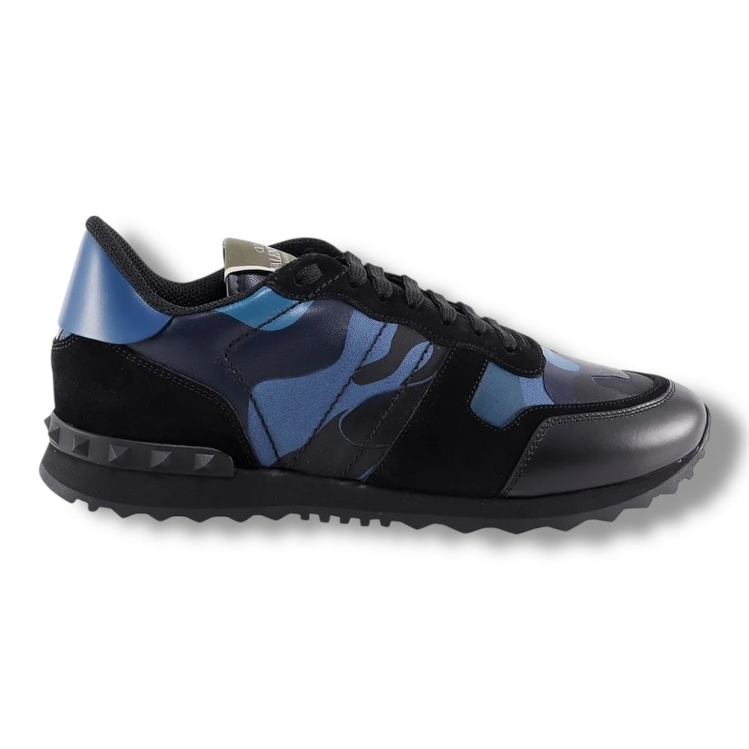 VALENTINO ROCKRUNNER STUD TRAINERS BLUETTE CAMO
