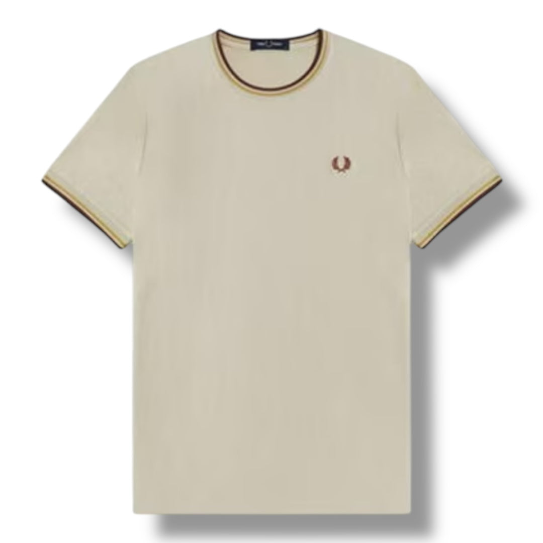 FRED PERRY TWIN TIP T-SHIRT BEIGE