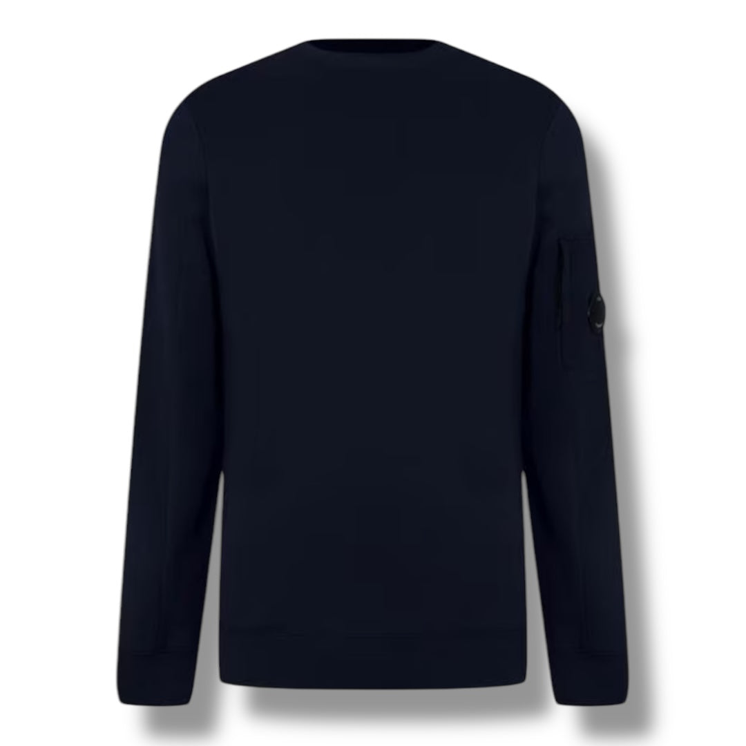 CP COMPANY LENS ARM CREWNECK SWEATSHIRT NAVY BLUE