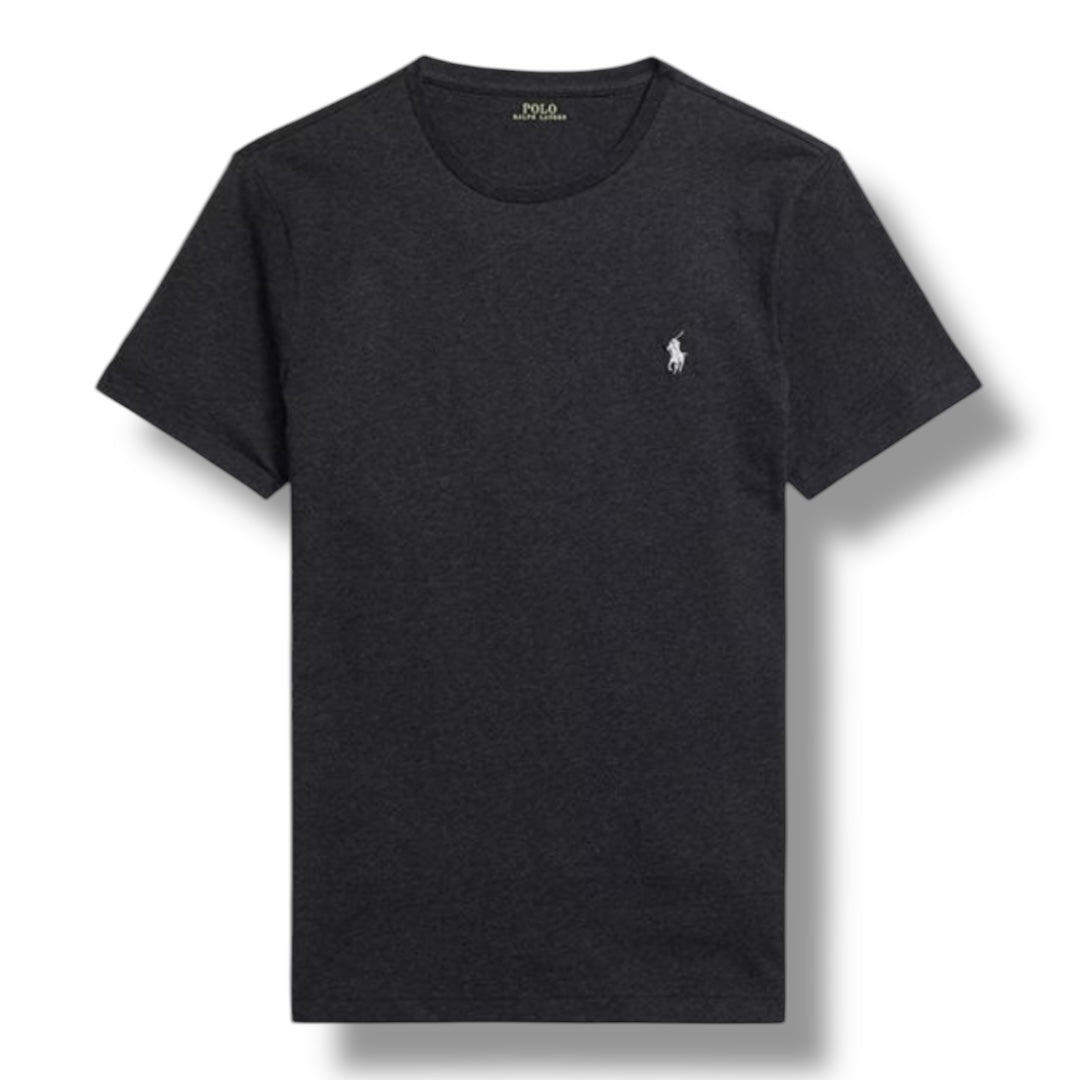 RALPH LAUREN CUSTOM FIT T-SHIRT BLACK HEATHER