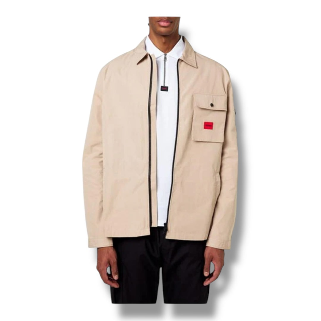HUGO RED PATCH OVERSHIRT BEIGE