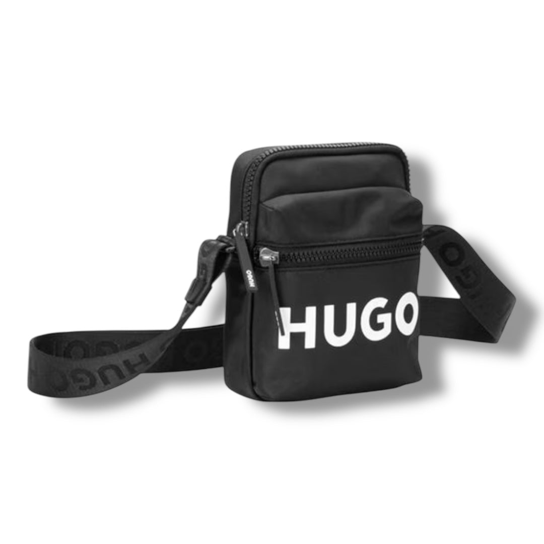 HUGO BOSS HUGO ZIP UP LOGO ENVELOPE CROSS BODY BAG BLACK