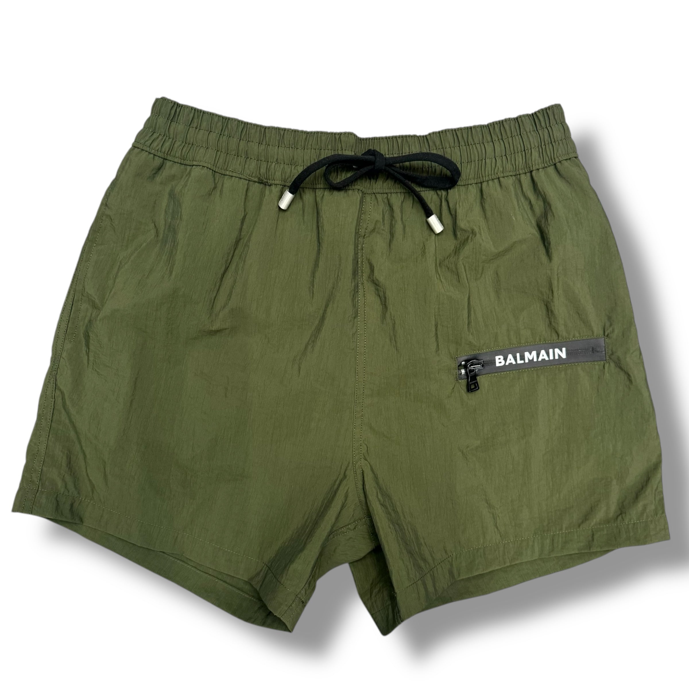 BALMAIN ZIP SWIM SHORTS GREEN