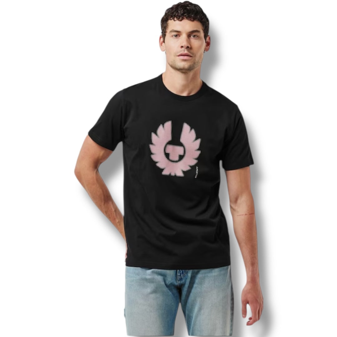 BELSTAFF PINK CHEST LOGO T-SHIRT BLACK