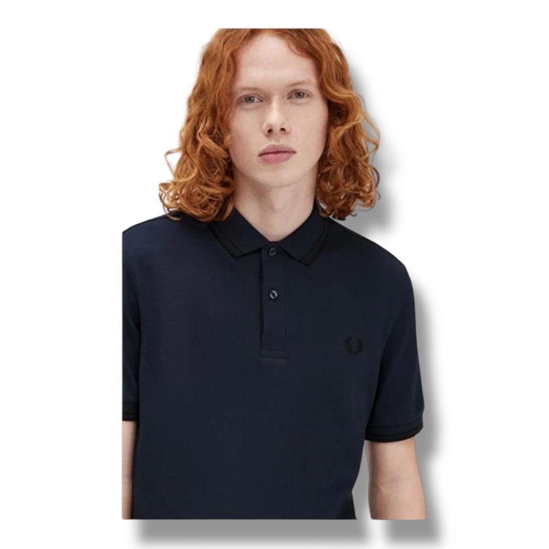 FRED PERRY TWIN TIPPED POLO SHIRT CARBON BLUE