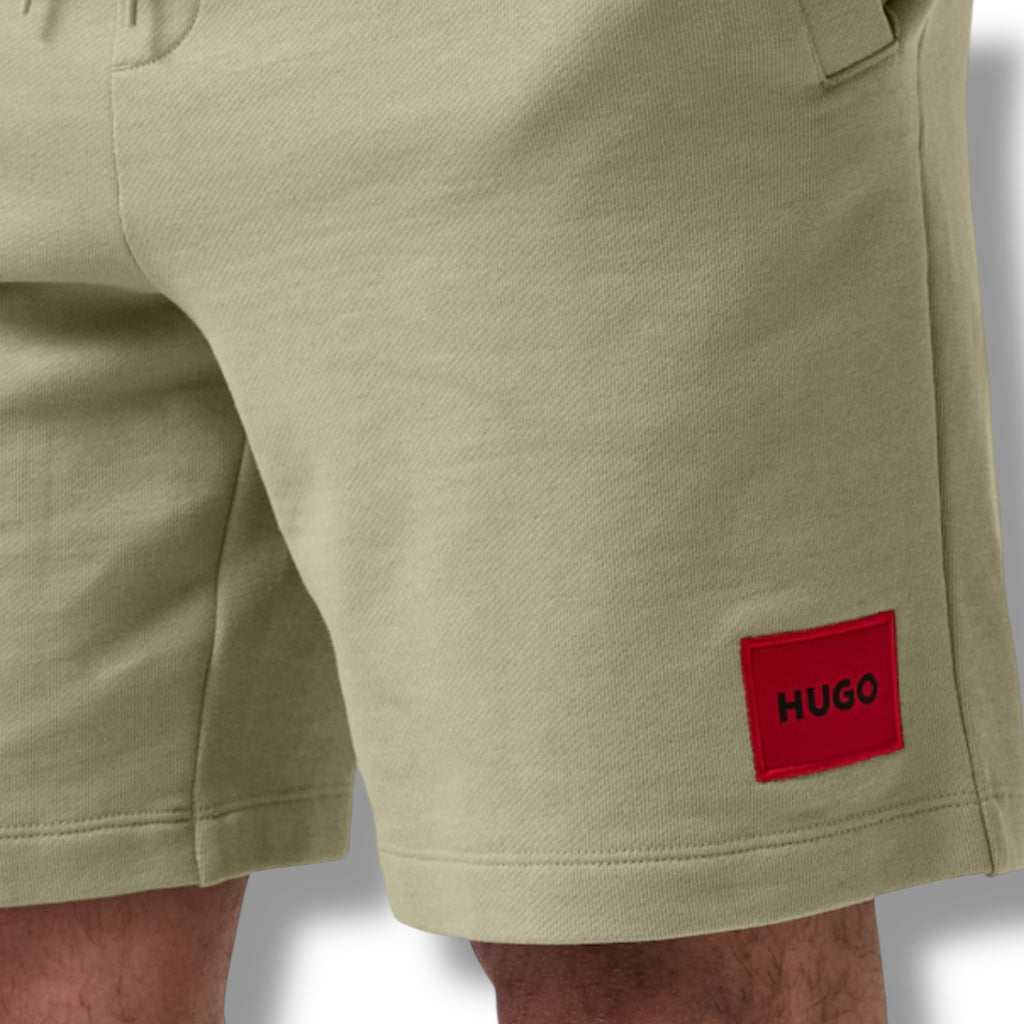 HUGO BOSS HUGO RED PATCH T-SHIRT & JERSEY SHORTS SET WHITE & LIGHT GREEN