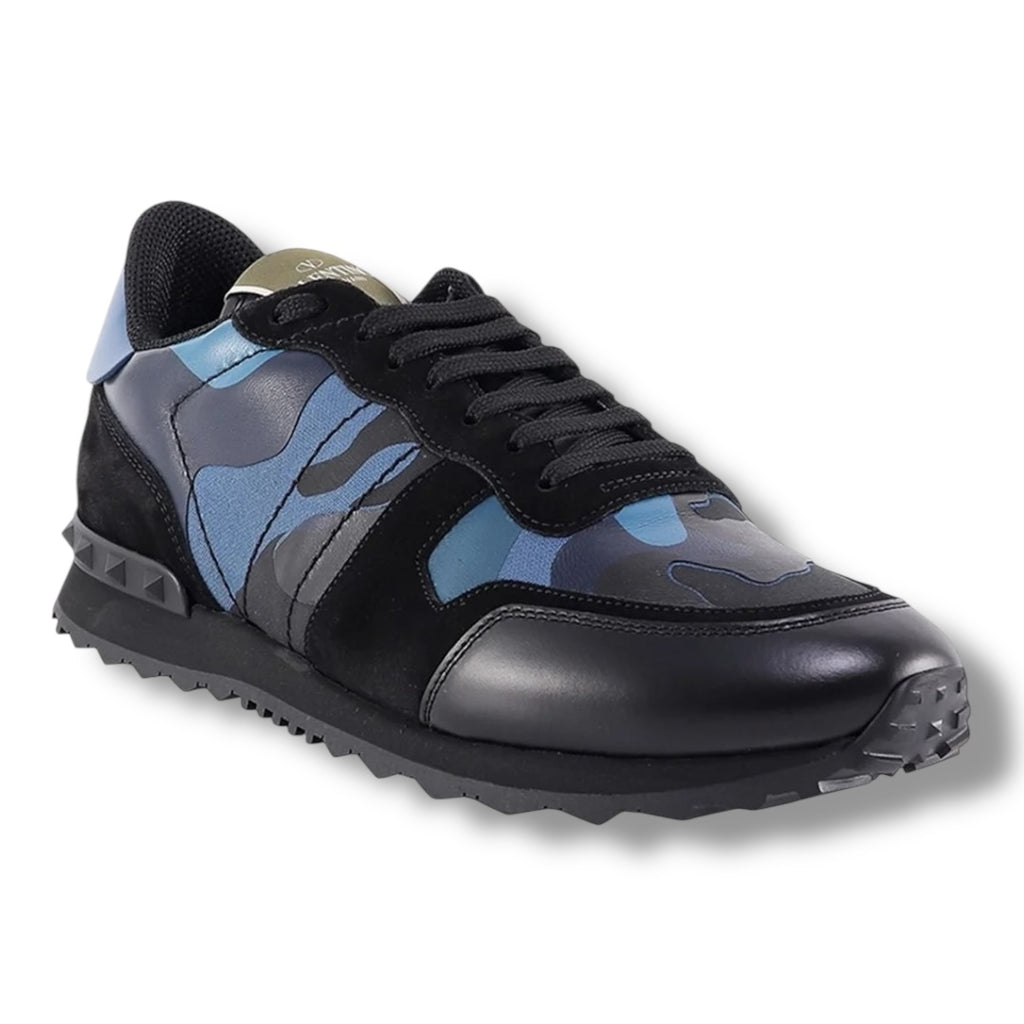 VALENTINO ROCKRUNNER STUD TRAINERS BLUETTE CAMO