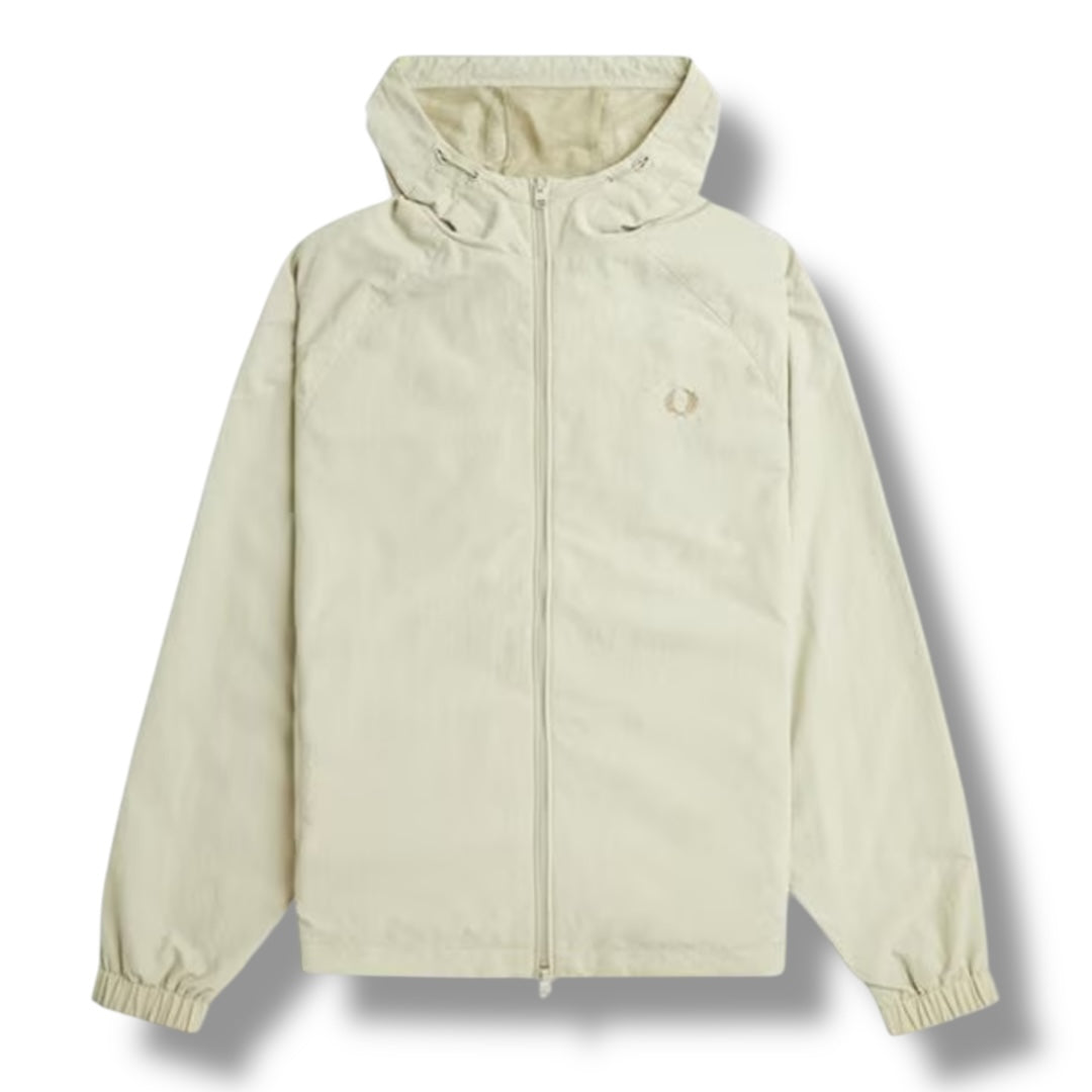 FRED PERRY HOODED SHELL JACKET BEIGE