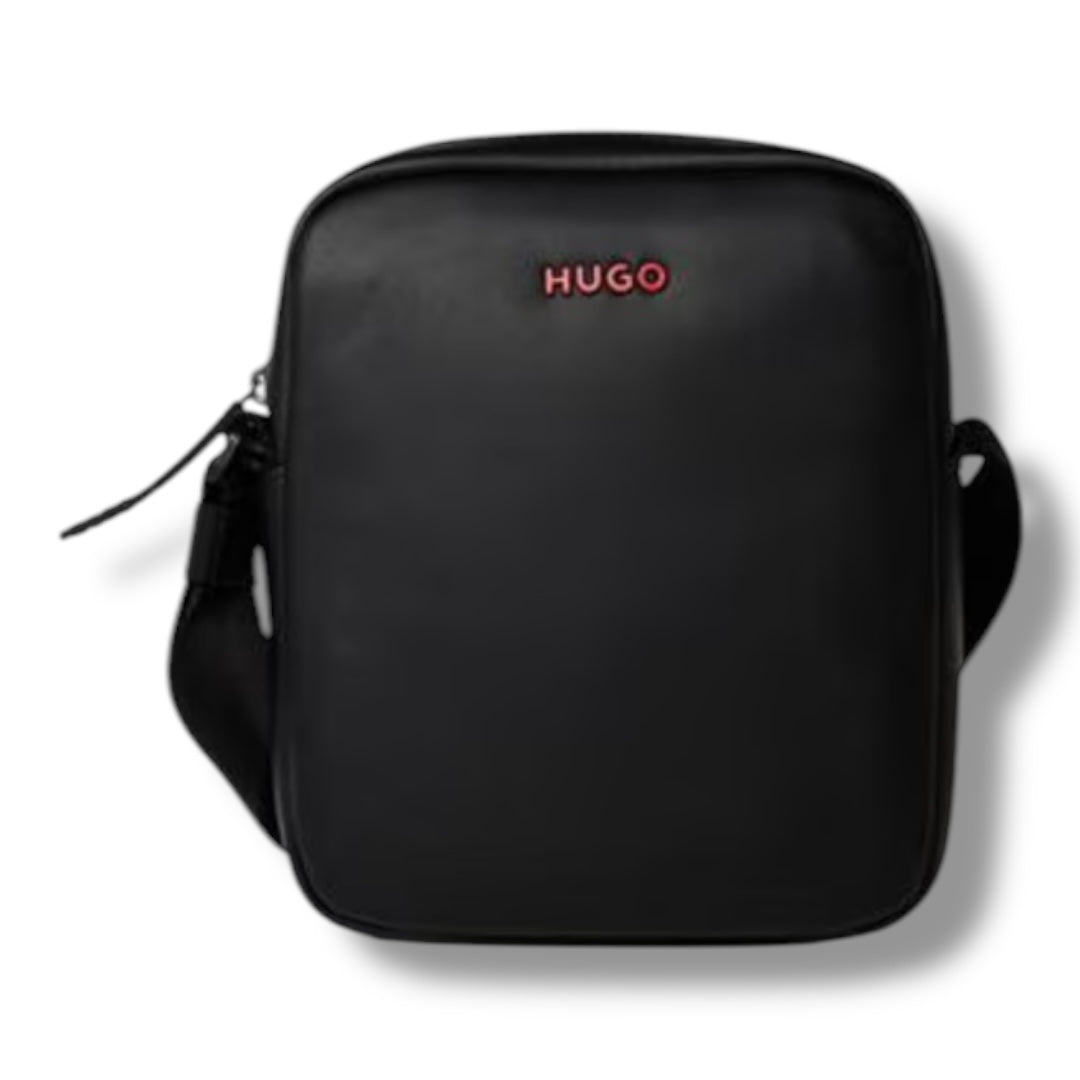 HUGO BOSS HUGO ZIP UP LOGO HAR ENVELOPE CROSS BODY BAG BLACK
